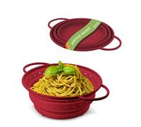 Juego de 2 escurridores de silicona Coolinato, plegables y aptos para el lavavajillas, coladores de pasta, escurridores de vapor, escurridores de cocina, 20 cm y 24 cm, rojo