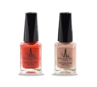Juego de 2 esmaltes de uñas halal con infusión de henna, esmalte de uñas vegano permeable de larga duración, no necesita rayos UV (rosa polvoriento, rojo imperial)