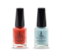 Juego de 2 esmaltes de uñas halal con infusión de henna, esmalte de uñas vegano permeable de larga duración, no necesita rayos UV (azul cielo, rojo imperial)