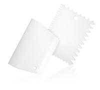 Juego de 2 espátulas adhesivas, juego de palas de plástico, aplicador de pegamento con muescas, raspadores de plástico reutilizables, esparcidor de suelos de madera dura blanca para aplicar pegamento