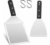 Juego de 2 espátulas de acero inoxidable para parrilla, ideales para hamburguesas, plancha, parrilla de gas, plancha de fuego y teppanyaki.