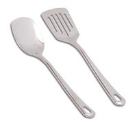 Juego de 2 espátulas de acero inoxidable, STNRST-IN de alta resistencia al calor, juego de utensilios de cocina resistentes, color plateado, ideal para freír, filete, pescado, huevos, tortitas