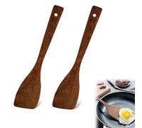 Juego de 2 Espátulas de Madera Maciza Ranuradas, Resistentes al Calor para Utensilios de Cocina Antiadherentes