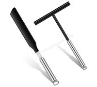 Juego de 2 espátulas de silicona de 34 cm y esparcidor de masa en forma de T de 12 cm, color negro, para tortitas y tortillas
