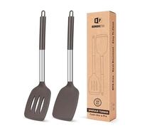 Juego de 2 Espátulas de Silicona, Espátula Antiadherentes Resistente al Calor, Utensilios de Cocina para Servir, Freir, Cocinar Huevos, Peacado, Verduras, Steak, Tortitas（Chocolate）