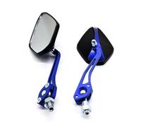 Juego de 2 espejos retrovisores de aleación de aluminio for manillar de motocicleta, scooter, 8/10 mm, carcasa de plástico duro.,Espejo Moto Lateral(Blau)