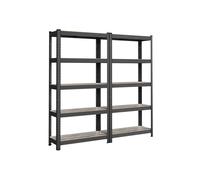 Juego de 2 Estantería de 5 Niveles 30 x 75 x 150 cm Madera Natural y Negro