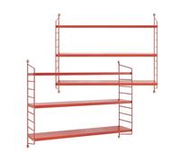 Juego de 2 estanterías de pared strängnäs acero 50x60x15 cm - rojo [en.casa]