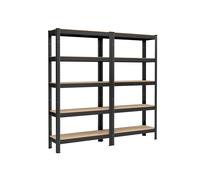 Juego de 2 Estanterías Pesadas de 5 Niveles 30 x 75 x 150 cm Negro
