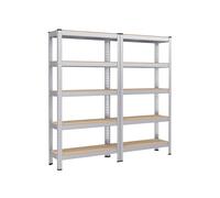 Juego de 2 Estanterías Pesadas de 5 Niveles 30 x 75 x 150 cm Plata
