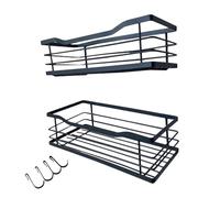 Juego de 2 estantes adhesivos para baño, almacenamiento montado en la pared para jabón, toallas, gel de baño y accesorios, perfecto para ducha, cocina, hogar, apartamento y decoración de hotel