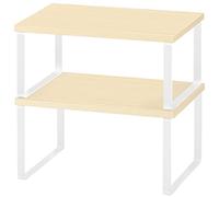 Juego de 2 Estantes de Almacenamiento Estanteria Cocina, Organizador de Mostrador Apilable, Expandible Portaespecias para Gabinete, Estantes de Almacenamiento para Alimentos y Cubiertos (Blanco)