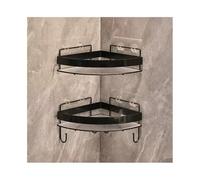 Juego de 2 estantes de ducha esquineros triangulares acrílicos montados en la pared con ganchos, valla de metal sin taladrar para almacenamiento de baño y accesorios de ducha