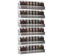 Juego de 2 estantes de especias colgantes para colgar en la pared, organizador de especias grande para almacenamiento de tarros, metal cromado, estantes de especias para cocina, pared, interior