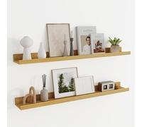 Juego de 2 estantes flotantes de color roble, estantes de 90 cm de largo, estantes de guardería con borde para almacenamiento de juguetes, estantería de madera para niños (2, roble, 90 CM - Set of 2)