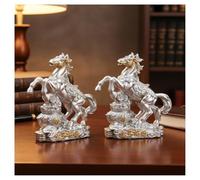 Juego de 2 estatuas de caballo de resina 2026, figuras decorativas del año del zodíaco, escultura de animales Feng Shui de 5.5 pulgadas para Año Nuevo chino, adornos dorados que atraen riqueza y éxito