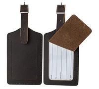 Juego de 2 etiquetas de equipaje y etiquetas para bolsas de piel auténtica, marrón oscuro (crazy horse dark brown), One_Size
