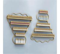 Juego de 2 expositores Triangulares de Hierro for esmaltes de uñas, for pintalabios y perfumes, for Montaje en Pared, for salón de uñas, SPA en casa, con Capacidad for Entre 1 y 200 Botellas.(Gold)