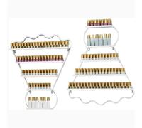 Juego de 2 expositores Triangulares de Hierro for esmaltes de uñas, for pintalabios y perfumes, for Montaje en Pared, for salón de uñas, SPA en casa, con Capacidad for Entre 1 y 200 Botellas.(White)