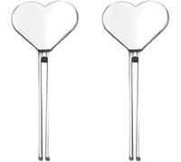 Juego de 2 exprimidores manuales de pasta de dientes de metal plateado con forma de corazón, dispensador de tubo de acero inoxidable, tubo de crema de manos, juego de rodillos para llaves, accesorios