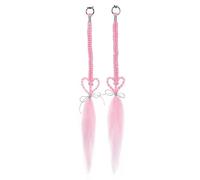 Juego de 2 extensiones de cabello sintético largo trenzado de 22 pulgadas, extensiones de cola de caballo trenzadas con anillo para colgar (rosa 3)