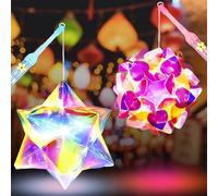 Juego de 2 faroles para niños, farolillos infantiles para St Martin, farolillos para manualidades, farol para niños con varilla, farol multicolor para San Martín, Halloween, Navidad