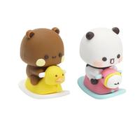 Juego de 2 Figuras con Pompones de Bubu Dudu, Oso Panda, decoración de Coche Kawaii, Figura con Pompones, Adorno para Coche, Figuras de Osos Panda, Juguete para Regalo para niños