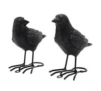 Juego de 2 figuras de cuervo para decoración de interiores y exteriores, a base de resina con auténtica semejanza de pájaro, adición decorativa de paisaje