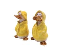 Juego de 2 Figuras Decorativas para jardín, Patos Decorativos, Patos Decorativos, Figuras de Pato, Figura de Estanque de Pato Amarillo con Chubasquero y Gorro como Juego de 2 Unidades, tamaño de una