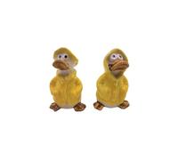 Juego de 2 Figuras Decorativas para jardín, Patos Decorativos, Patos Decorativos, Figuras de Pato, Figura de Estanque de Pato Amarillo con Chubasquero y Gorro como Juego de 2 Unidades, tamaño de una