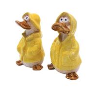Juego de 2 figuras decorativas XL para jardín, patos decorativos, patos decorativos, figuras de pato, estatuillas de jardín, pato en amarillo con chubasquero y gorro, tamaño de una figura de jardín, 8