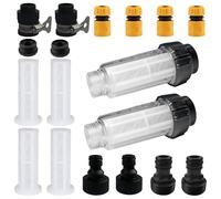 Juego de 2 filtros de agua para manguera de jardín, 3/4 pulgadas, prefiltro de agua, juego con 4 filtros y 4 adaptadores rápidos para limpiadores de alta presión, bomba de jardín, riego de jardín,