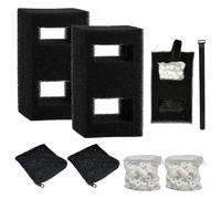 Juego de 2 filtros para acuario, compatibles con filtros submarinos Fluval U2, repuesto para agua dulce y agua de mar, anillos de cerámica de espuma de carbón activado, material de filtro para acuario
