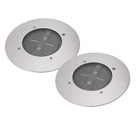 Juego de 2 focos LED solares para empotrar en el suelo, redondos, en acero inoxidable/cristal para exterior