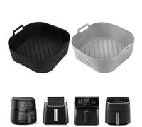 Juego de 2 forros de silicona para freidora de aire Cosori 6.2L Na230 - No resistente al calor hasta 230 °C hasta estilo de ranura elevada para una cocción más saludable con flujo de aire (negro)