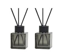 Juego de 2 frascos difusores de Vidrio de 50 ml/48.2 g, frascos Cuadrados vacíos para aromaterapia, Accesorios de Fragancia, Uso para Bricolaje, Varillas difusoras de Varillas de Repuesto