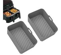 Juego de 2 freidoras de aire de silicona para Ninja Dual, accesorios para freidoras de aire, reutilizables, forro de silicona AirFryer, compatible con Ninja, Salter, Tower y otras freidoras de aire de