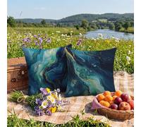 Juego de 2 Funda Almohada Exterior Impermeable 40x40cmMarina de Guerra Fundas Cojines para Sofa Modernos, Decoración Fundas Cojín, Cremallera Oculta Funda Cojín para Terraza y Salón Verde 0z-315