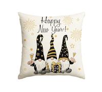 Juego De 2 Funda Almohada Feliz Año Nuevo Fuegos Artificiales Gnomo Fiesta De Invierno Fiesta Estrella Reversible Fundas De Cojín Fácil De Lavar Funda para Cojines Silla