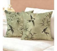 Juego de 2 Funda Cojin 35x35 Mostaza, Cuadrada Impermeable Fundas Cojines Pájaro Terciopelo con Cremallera Oculta, Suaves y Cómodo Funda Almohada Lavable, Renova Tu Sofá o Salón Fácilmente K6-95