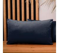 Juego de 2 Funda cojin 40 x 80 cm Azul Oscuro Cuadrado - de Terciopelo, con Cremallera - Fundas de Almohada Decorativas para sofá, salón, Dormitorio, Oficina