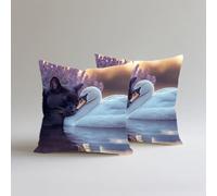 Juego De 2 Funda Cojin 40x40cm, Fundas Cojines Cisne, Funda Des Almohada con Cremallera Oculta, Suaves Y Lavables Cuadrado Fundas De Cojines, para Decoración del Hogar Sofá Dormitorio,Leopardo S0A-506