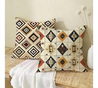 Juego de 2 Funda Cojin 40x40CM Marrón,Cuadrada Impermeable Fundas Cojines Geometría Lino Impresión a Doble Cara con Cremallera Oculta,Apto Todas las Estaciones Funda Almohada para Sofá o Salón W-1067