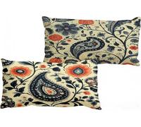 Juego de 2 Funda Cojin 40x70cm, Terciopelo Funda Almohada Azul Flor (4), Multicolor Cojines Navidad Regalo, Decorativos para Silla Sala de Estar Dormitorio Jardín Balcones, Decoración del Hogar W-445