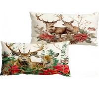 Juego de 2 Funda Cojin 40x70cm, Terciopelo Funda Almohada Ciervo flor (2), Multicolor Cojines Navidad Regalo, Decorativos para Silla Sala de Estar Dormitorio Jardín Balcones, Decoración del Hogar W487