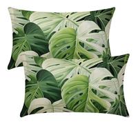 Juego de 2 Funda Cojin 50x80 cm, Fundas de Cojines Verano Funda de Almohada Hojas Tropicales Decorativas Fundas de Cojín de Tela de Lino para Sofá Cama Sala de Estar Dormitorio Decoración Hogar -SC71