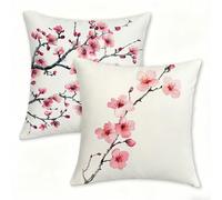 Juego de 2 Funda Cojín 60x60 cm Blanca Fundas de Cojíns Cómodas y Suaves de Lino Cojines para Exterio, Cojine Decorativos Cushion Covers con Cremallera Oculta para Decoracion Hogar Jardin Flor 0n-34
