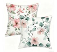 Juego de 2 Funda Cojín 60x60 cm blanca Fundas de Cojíns Cómodas y Suaves de Lino Cojines para Exterio, Cojine Decorativos Cushion Covers con Cremallera Oculta, Decoracion Hogar Jardin Flores (6) 0n-33