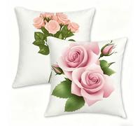 Juego de 2 Funda Cojín 60x60 cm Blanca Fundas de Cojíns Cómodas y Suaves de Lino Cojines para Exterio, Cojine Decorativos Cushion Covers con Cremallera Oculta para Decoracion Hogar Jardin Rosa 0n-41