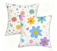 Juego de 2 Funda Cojín 60x60 cm Blanca Fundas de Cojíns Cómodas y Suaves de Lino Cojines para Exterio, Cojine Decorativos Cushion Covers con Cremallera Oculta, Decoracion Hogar Jardin Flor (2) 0n-11